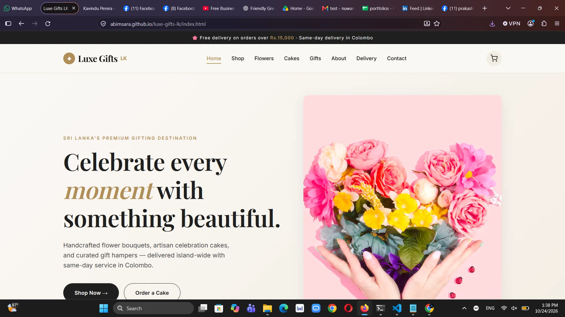 Luxe Gift LK website preview