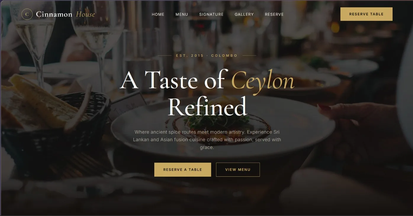 Cinnamon House website preview